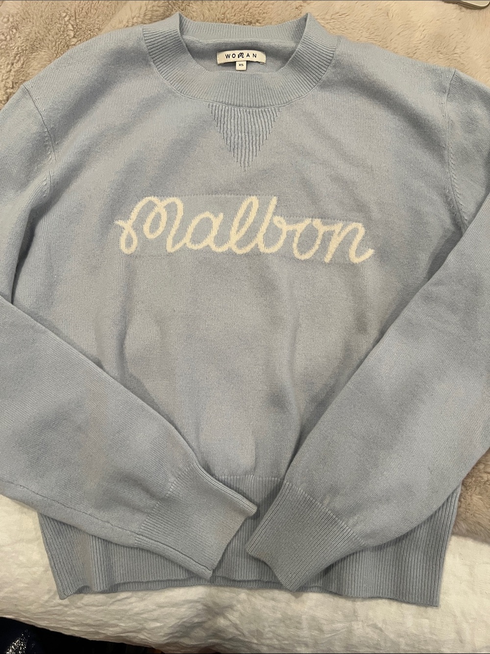 Malbon Light Blue 'Malbon' Cashmere Knit Sweater